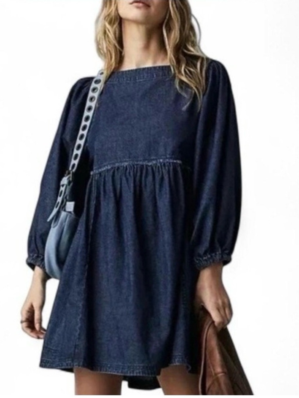 Free People Dark Denim Blue Mini Dress